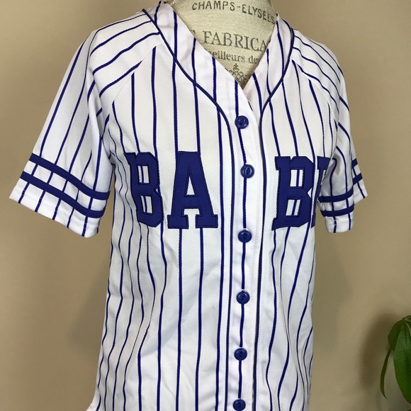 BABE Blue white striped baseball jersey - Picture 2 of 6